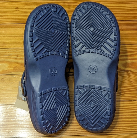 Men's Navy Blue Fur Sherpa Lined Clogs With Back Straps, Size 9-10, New With Tag - Picture 6 of 6